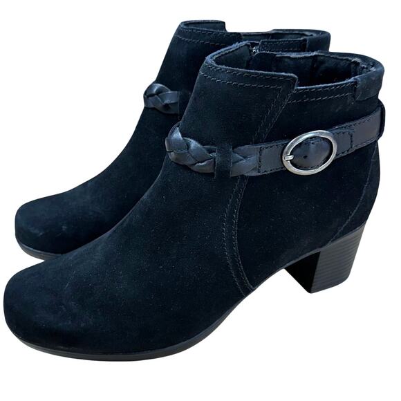 Clarks Bendables Black Suede Ankle Boots 68728 Women's Size 8.5W EUC - Picture 4 of 10